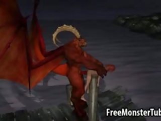 3d vizatimore mjaltë merr fucked jashtë nga një winged demon