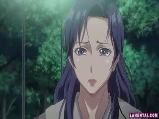 Hentai cuộc gọi cô gái được fucked lược và recorded ngoài trời