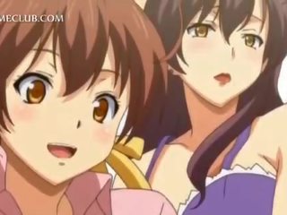 Adolescente 3d anime filha combate sobre um grande prick